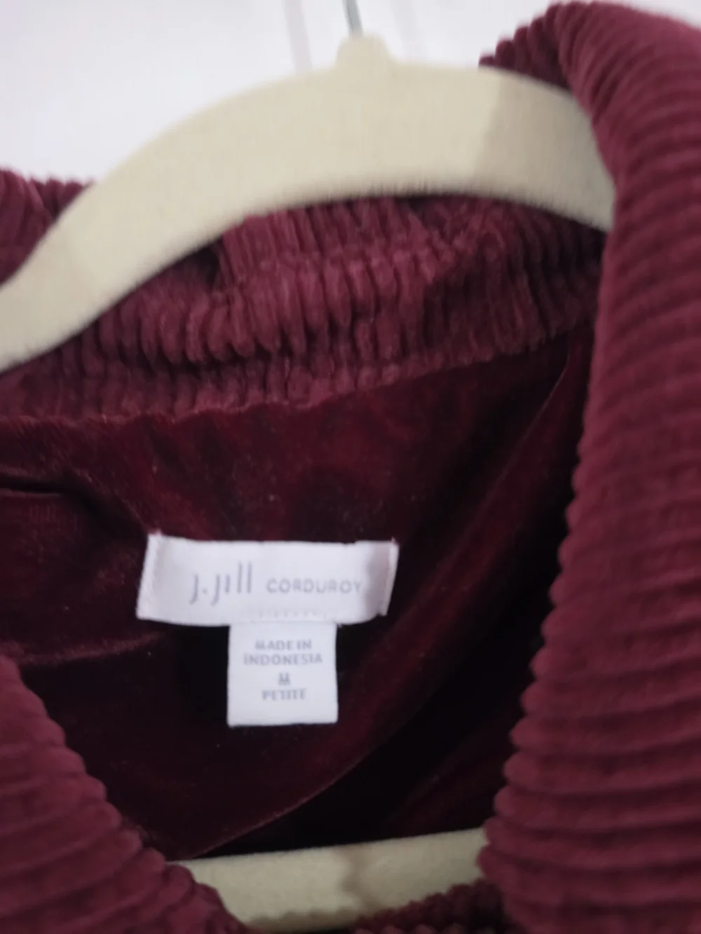 J. Jill Corduroy Button-Front Jacket in Wine Red